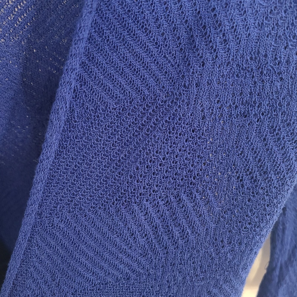 Women's Sweater-ANN TAYLOR-Royal Blue Stretch Open Lightweight Cardigan Medium - Picture 7 of 12